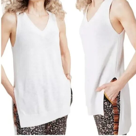 Anthropologie White Desmond Sleeveless Knit Tunic Top Sweater Vest High Low XS - Picture 2 of 8